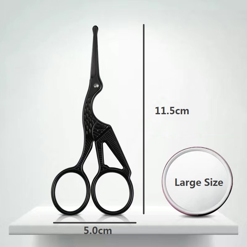 Ciseaux pour poils du visage arrondi professionnels en acier inoxydable moustache nez cheveux barbe sourcils cils coupe tondeuses: Bleu