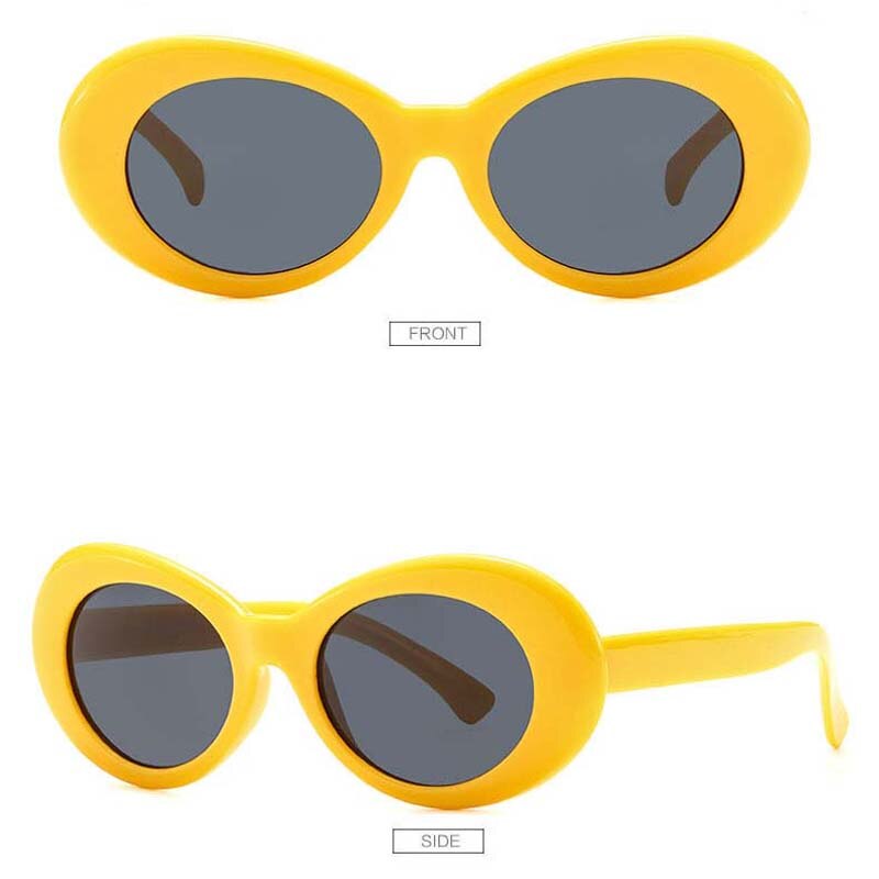 Frauen Schlagkraft Brille Gläser Männer Sonnenbrille Weiblich Männlich Oval Sonnenbrille Schwarz Weiß verrotten Brillen UV400: Gelb Rahmen grau