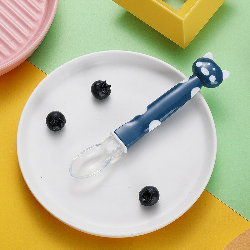 SMGSLIB – cuillère en Silicone sans BPA pour bébé, vaisselle pour enfants, alimentation solide: navy