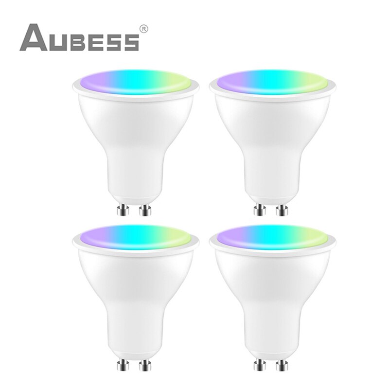 Aubess Tuya GU10 Wifi Smart Light Led-lampen Rgbcw 5W Dimbare Lampen Smart Leven App Afstandsbediening Werkt Met alexa Google Thuis: 4 PCS