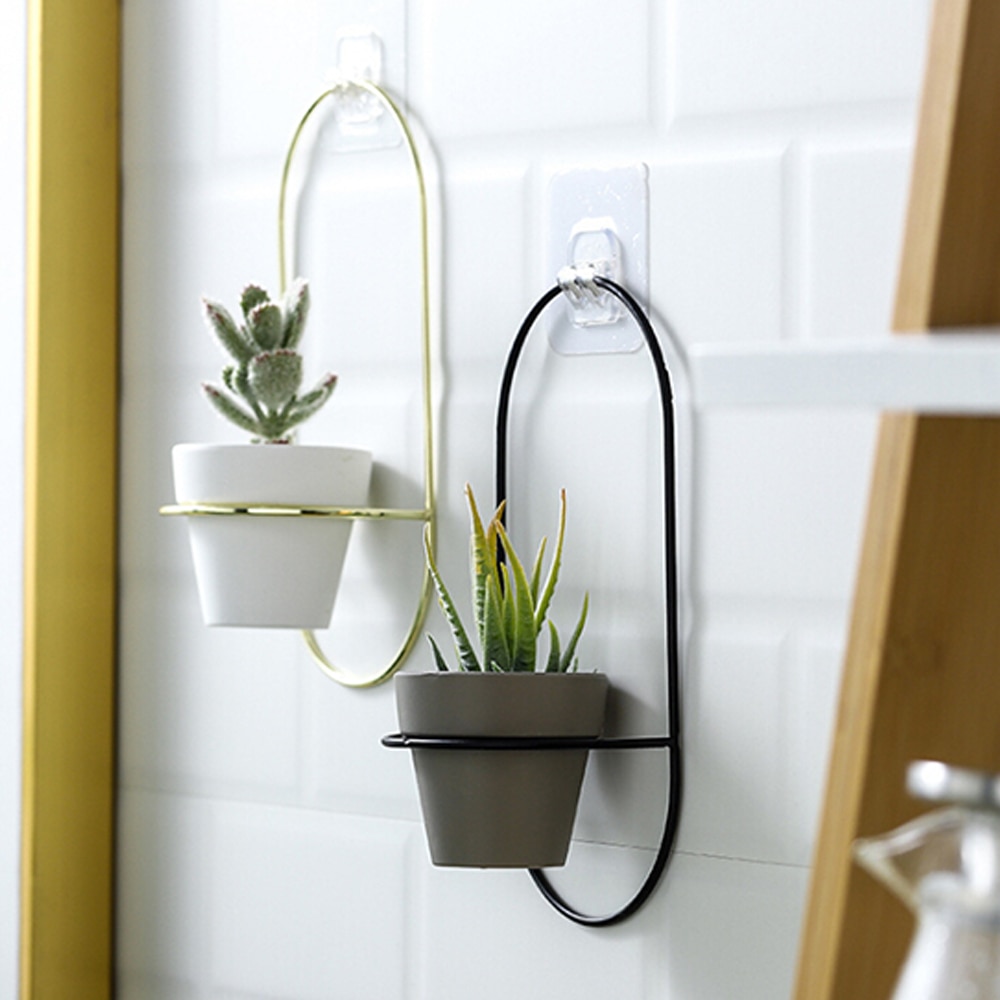 Maceta de hierro de estilo nórdico para decoración del hogar contenedor de maceta geométrica colgante para pared para Oficina Decoración de ventanas