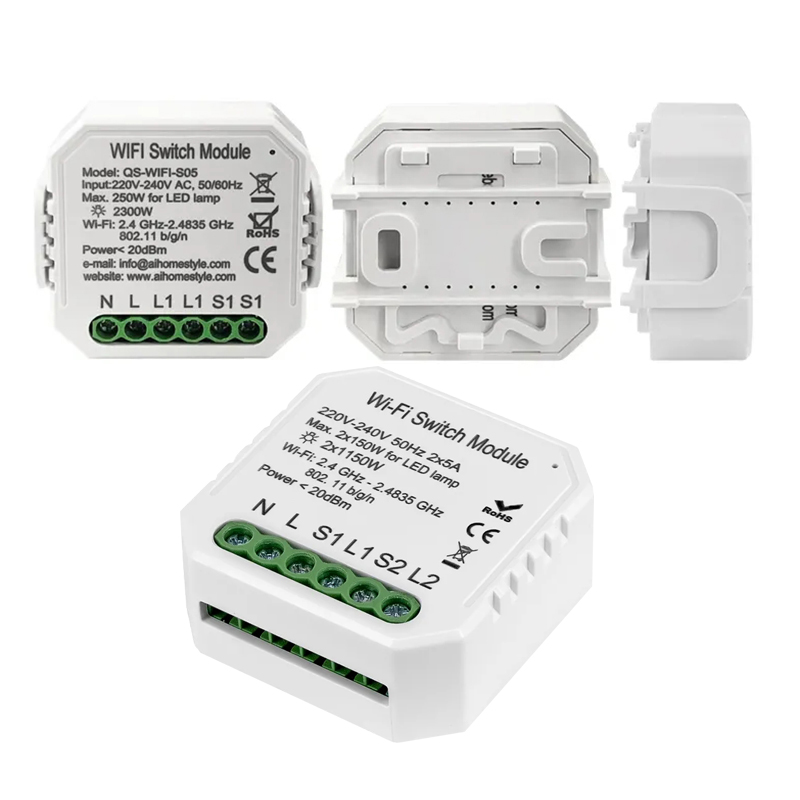 Lonsonho Tuya Smart Wifi Switch Relay 220V EU 1 2 Gang Switches Smartlife Compatible Alexa Google Home Mini Assistant