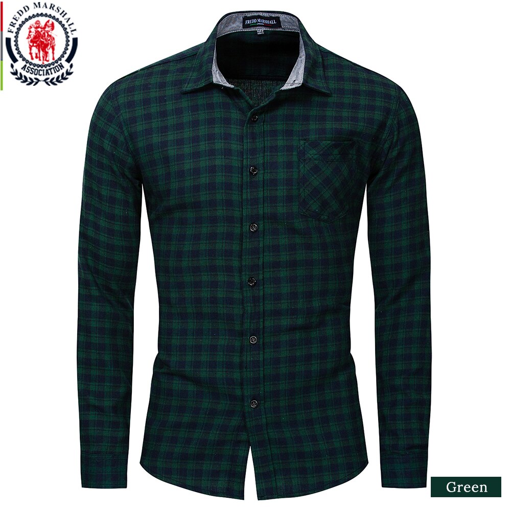 Fredd marshall rutete skjorte menn med lange armer rutete skjorter herre slank passe camisa masculina uformelt virksomhet kjole skjorte 170: 170 grønne / Xxxl