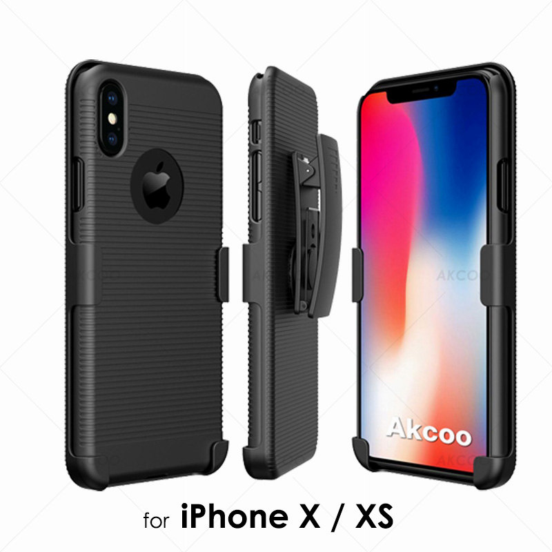 Akcoo Combo carcasa para iPhone 11 Pro funda con soporte incorporado clip para cinturón giratorio para iPhone 56s 7 8 Plus XR XS Max capa: for iPhone XS  X