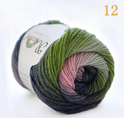 Fil de laine 100% couleur arc-en-ciel, pour tricoter à la main, épaisseur tissée à la main, fil de laine, châle de Crochet, 50 g/boule: 12