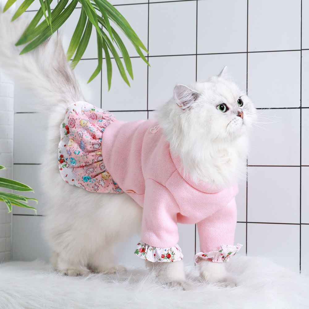 HOOPET Dog Cat Clothing Autumn Winter Warm Pet Clothes Sweater Dress For Small Dogs Cats Chihuahua Outfit Cat Coat Costume