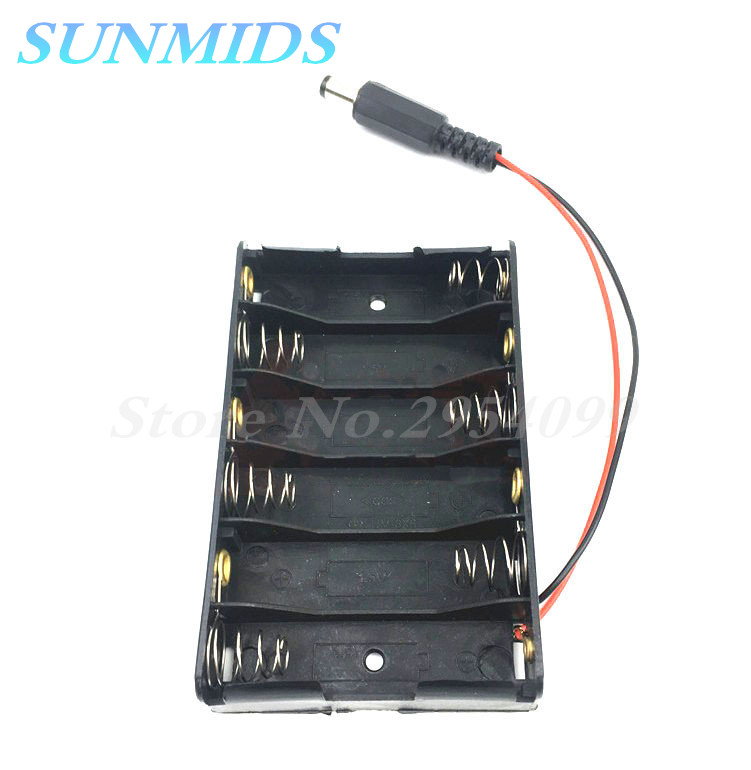 2pcs 6xAA Battery Holder with DC2.1 Power Jack for Arduino UNO