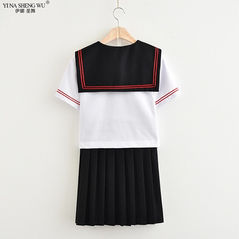 Japanese School JK Uniform For High School Girls Dark Devil Embroidery Sailor Suit Pleated Skirts Novelty JK Uniforms