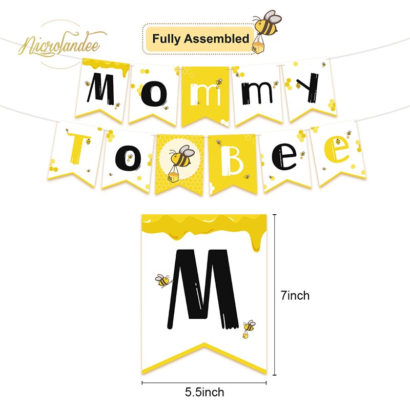 Nicrolandee mommy to bee papieren banner slinger voor hommels geslachtsonthullingsfeestje hommels thema bijenfeest babyshower decoratie