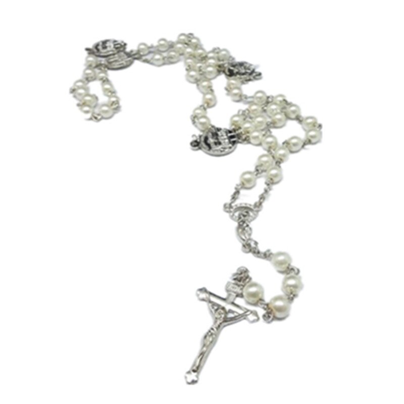 5 stili moda cattolica vergine maria gesù piccola dimensione rotonda perla accessori gioielli catena croce pendente rosario perline collana