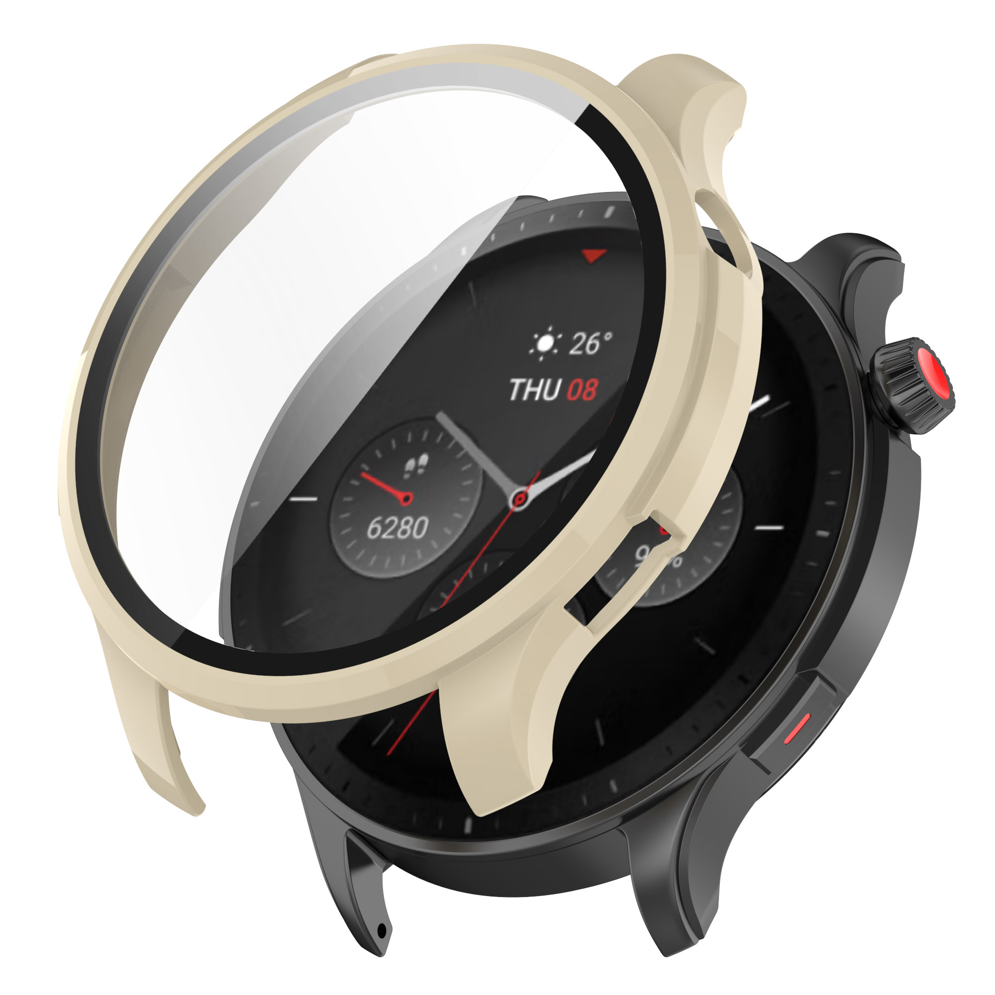 Gehärtetem Glas Bildschirm Schutz Für Xiaomi Amazfit GTR 4 Smartwatch Schutzhülle Für Huami Amazfit GTR 4 fallen Stoßstange Hülse: Beige