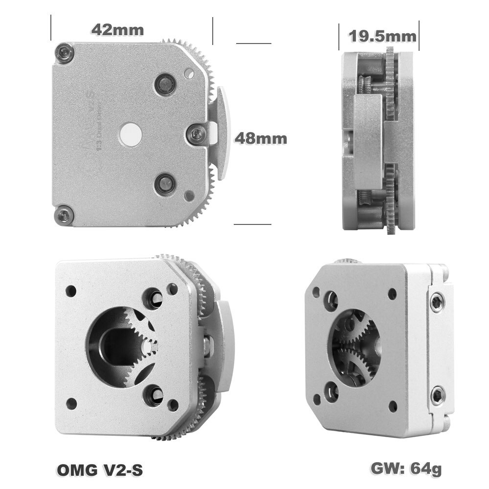 All-metal Extruder Upgrade Ender 3 v2 FLSUN Remote Distance Feed Filament Silver Black OMGV2S F1 Set 3D Printer Part