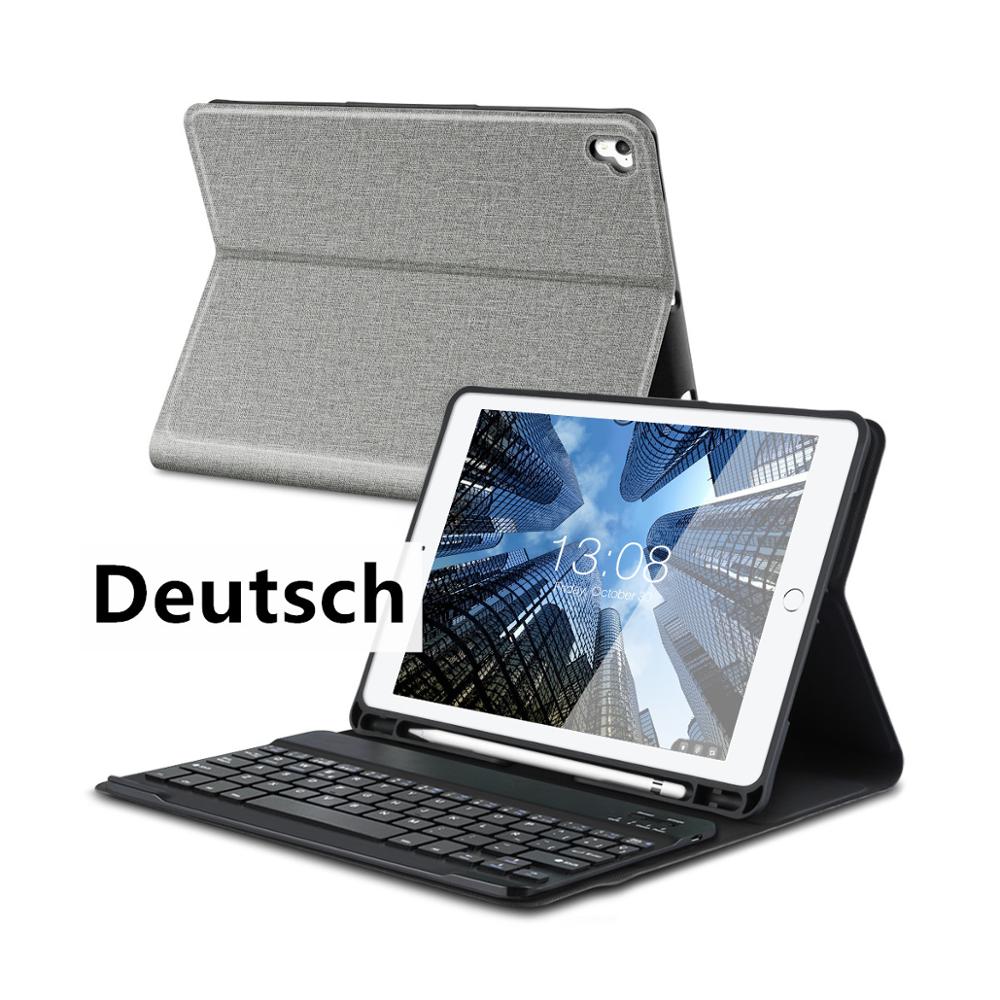 For iPad 9.7 5th 6th Gernation Case Keyboard For iPad For iPad Pro with Pencil Holder QWERTY AZERTY Bluetooth Keyboard: German qwertz