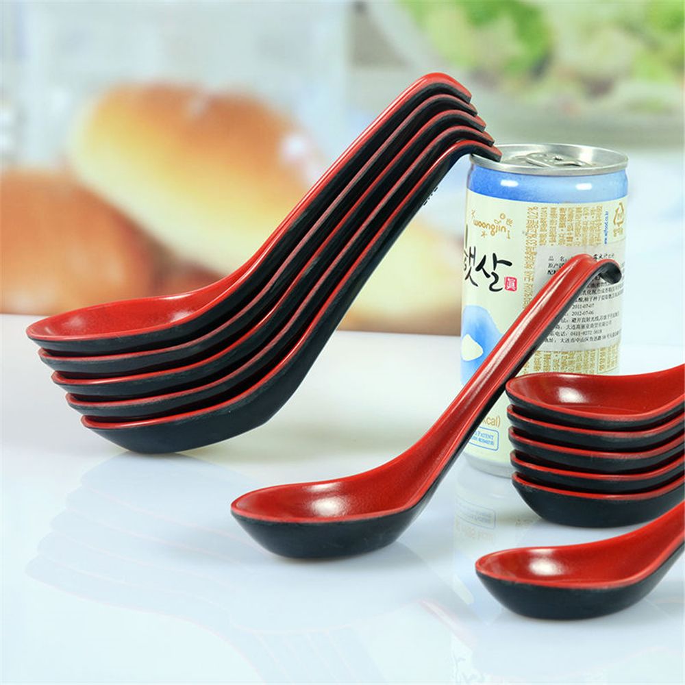 1 Pcs Plastic Soep Lepel Rood En Zwart Keuken Koken Gebruiksvoorwerp Tool Theelepel Catering Soep Catering Lepel