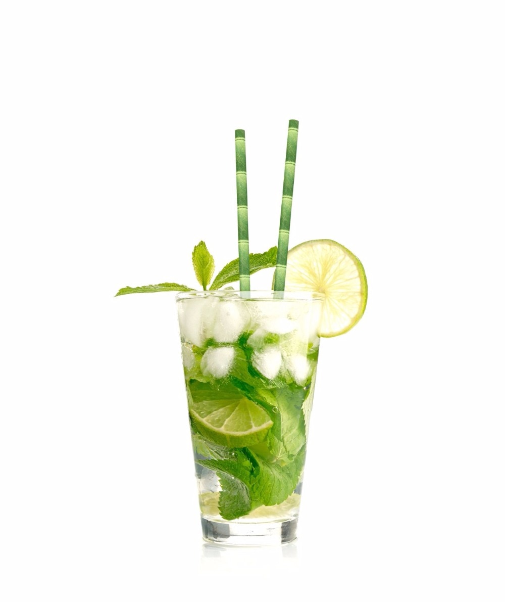 Lote de 100 unidades de pajitas verdes de papel de bambú para beber, suministros de decoración para fiestas, accesorios para bebidas de cóctel