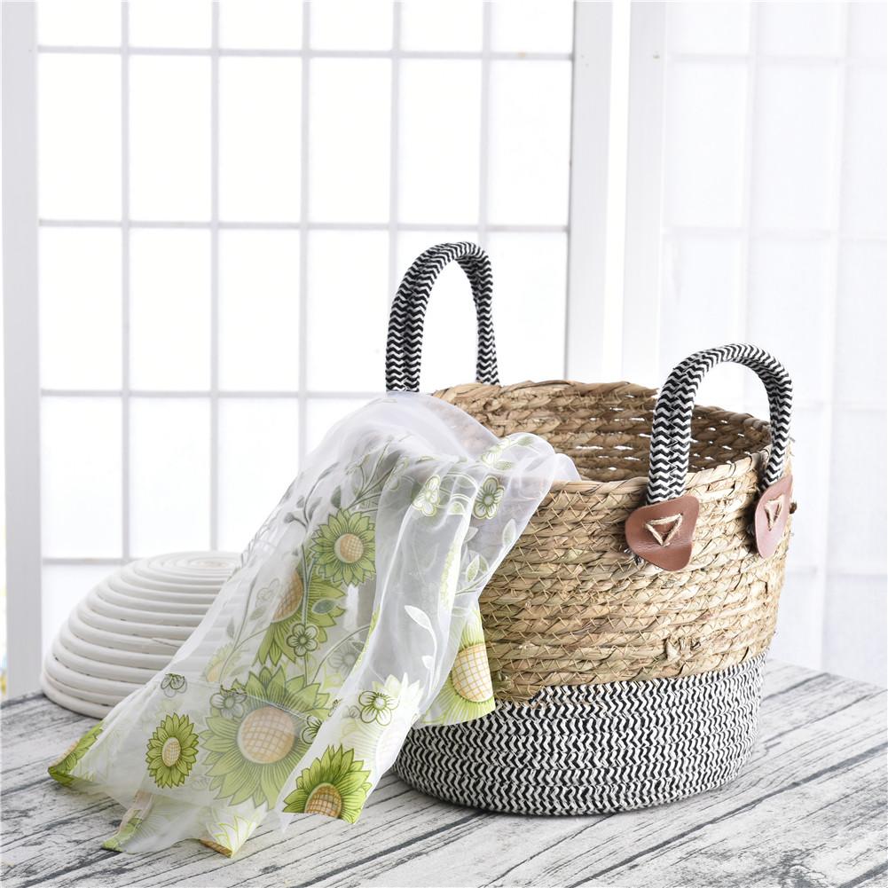 Foldable Storage Basket Natural Seagrass Rattan Straw Wicker Folding Flower Pot Baskets Garden Planter Laundry Supplier