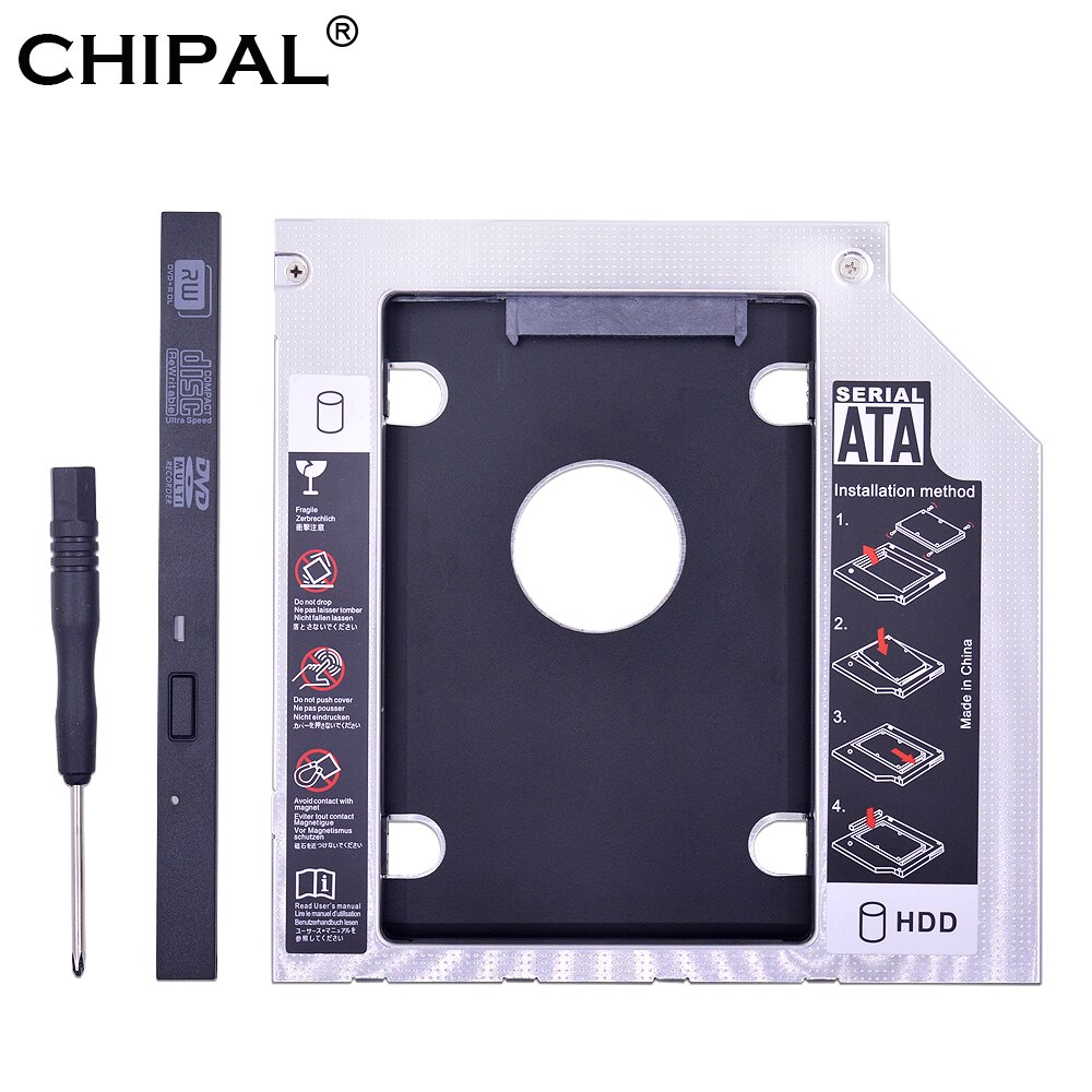 Chipal hdd 2 ° segundo caddy 9.5mm sata 3.0, caixa de disco rígido de alumínio para laptop 9.5mm dvd