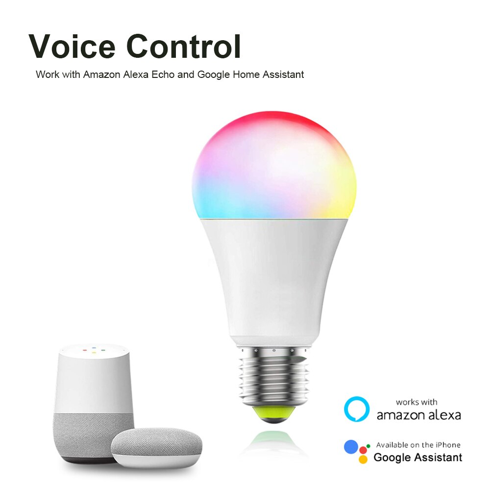 Avatto tuya 12w 15w wifi smart lyspære , e27 rgb led lampe som kan dimmes med smart life app, stemmekontroll for google home, alexa