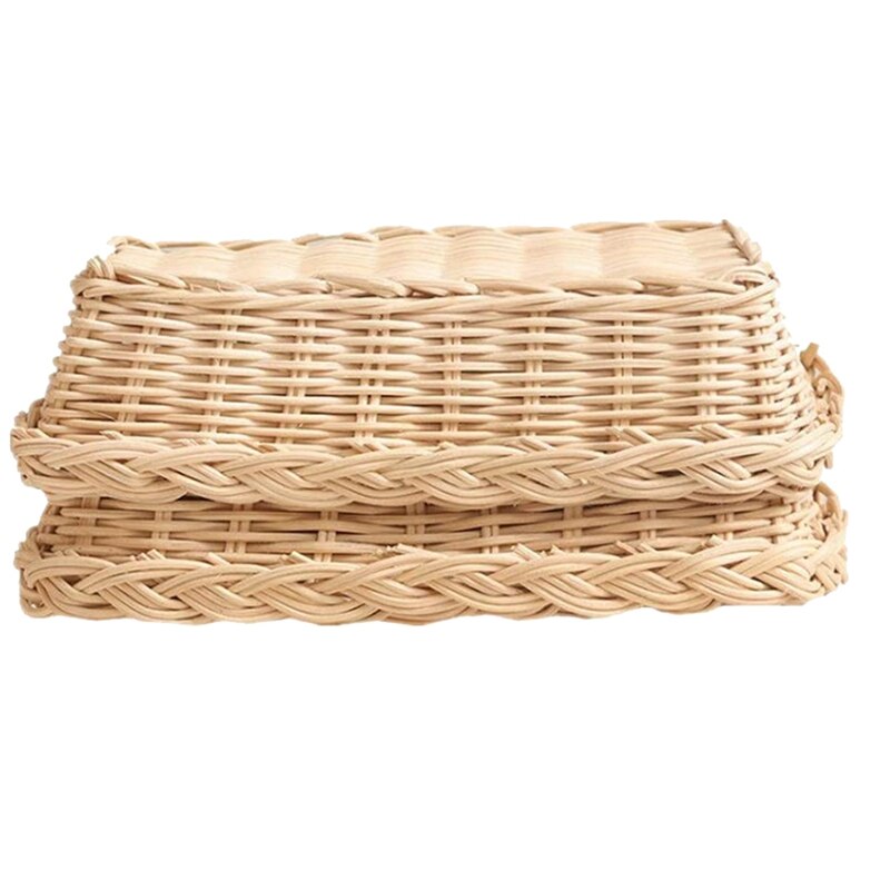 Panier à Pain Rectangulaire Imitation Rotin - 30x11x7 Cm, Lavable, Pour Fruits, Légumes, Présentation - 9