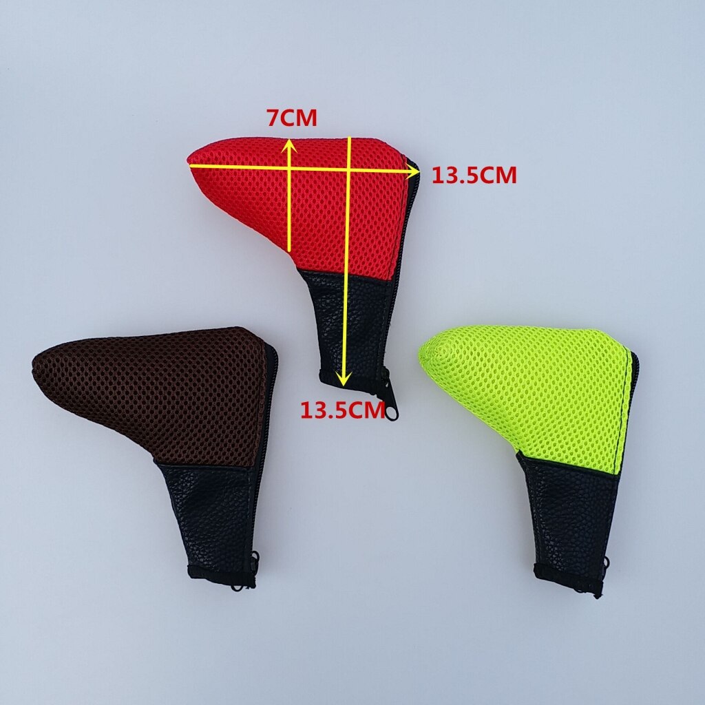 1 Piece Mesh PU Golf Golf Blade Putter Head Covers Zipper Headcover Golf Head Protectors Durable Washable Red Yellow Brown