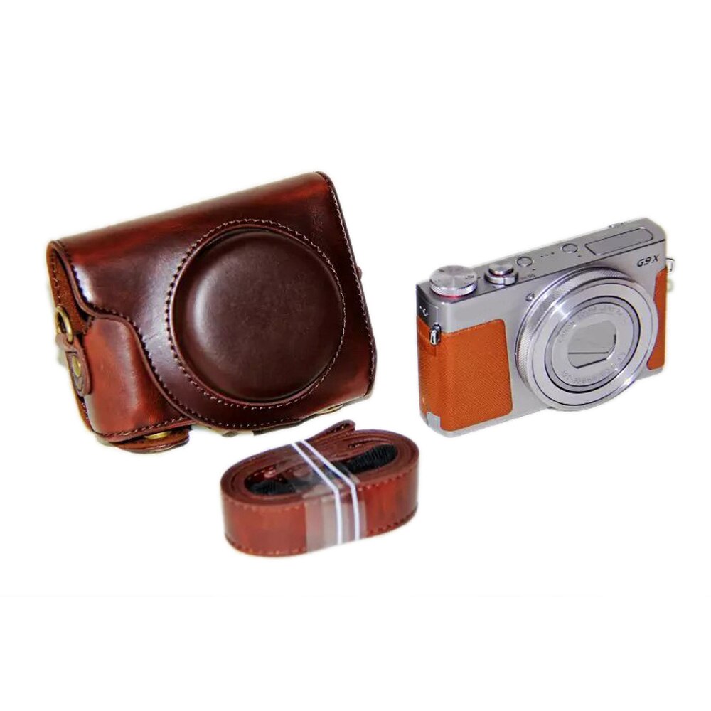 Skórzane etui na aparat Canon Powershot G9 X G9X G9 X Mark II G9X2 Pokrowiec na aparat z paskiem: zielone światło