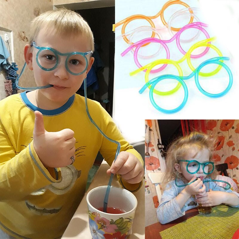 1 sztuk przybory kuchenne plastikowa słomka okulary elastyczne słomki rury narzędzia dla dzieci nowe zabawki dostaw Bar