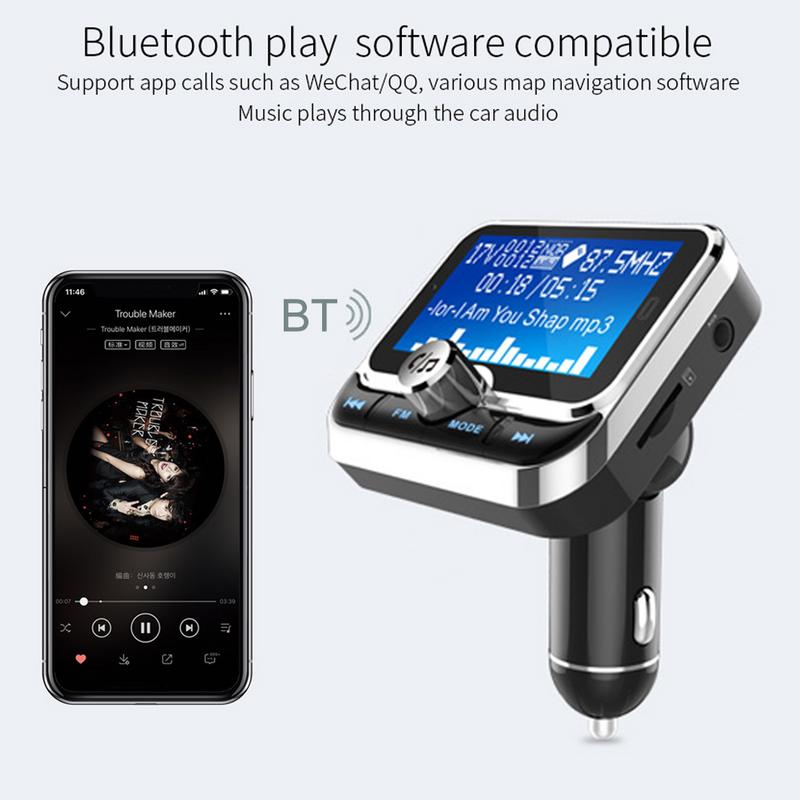 BC32 Car Bluetooth FM Transmitter MP3 with Big Screen Card Multi-function Wireless Radio Adapter Hands-free Calling