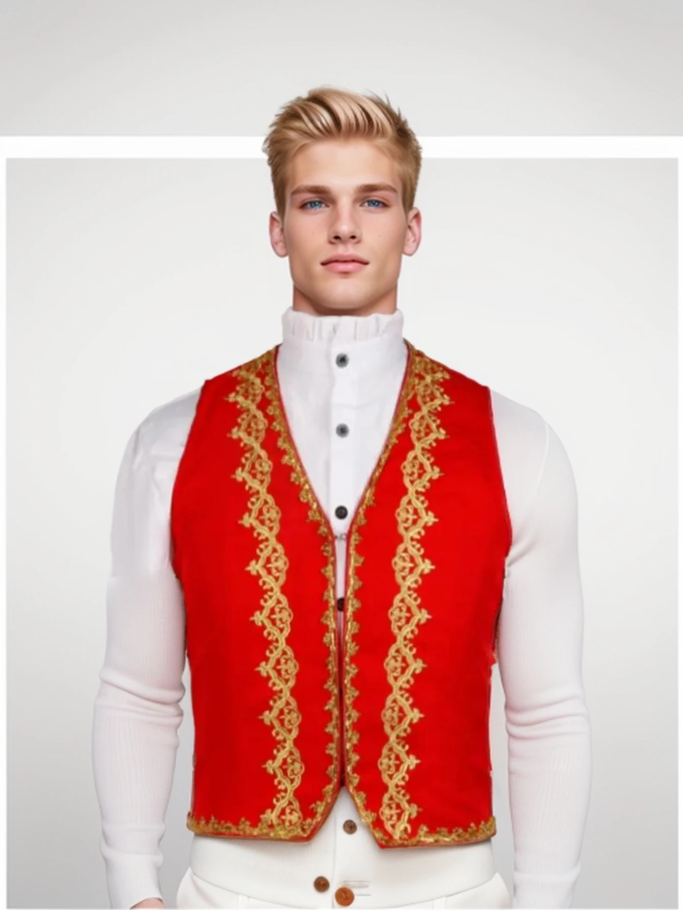 V-neck European and American Single Breasted Outer Decorative Coat Vest for Men Costume For Kids Adult