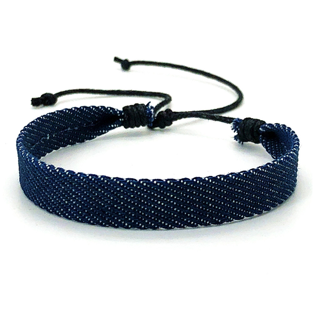 Jahrgang Stern aufbringen blau literarischen Denim Stoff Armbinde für Frauen Männer gotisch ethnischen Hand gewebten Armbinde Modeschmuck: VERMEIL