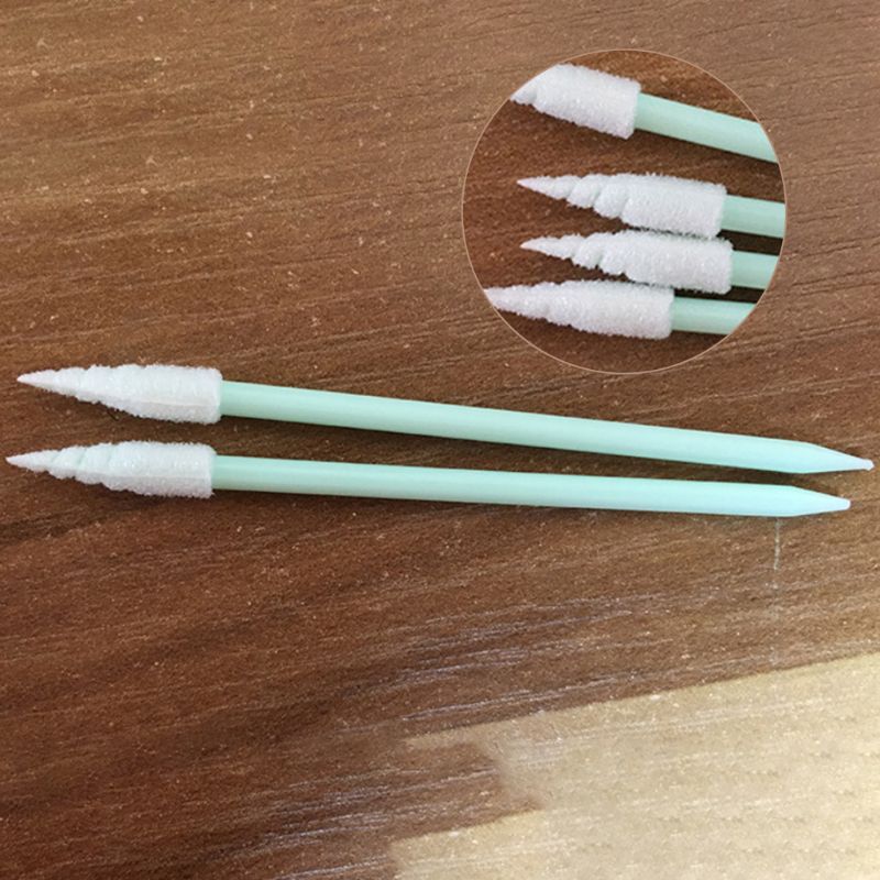 100Pcs/Pack Spiral Pointed Tipped Foam Cleaning Swab Lint Free Sponge Sticks Cleaning Swab