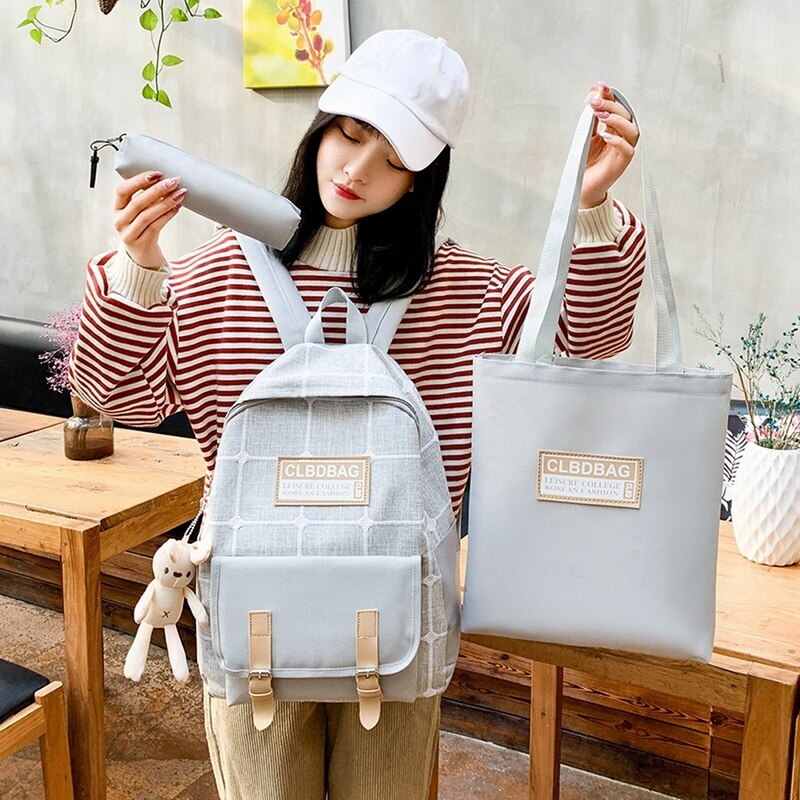 3 pièces/ensemble fille collège sac d'école décontracté nouvelles femmes sac à dos rayé livre Packbags pour adolescent voyage épaule sac à dos