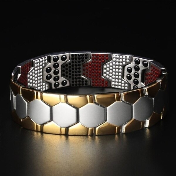 Magnetic Therapy Bracelet 3-in-1 Weight Loss Improve Sleep Adjusting Titanium Steel for Women Men: 17