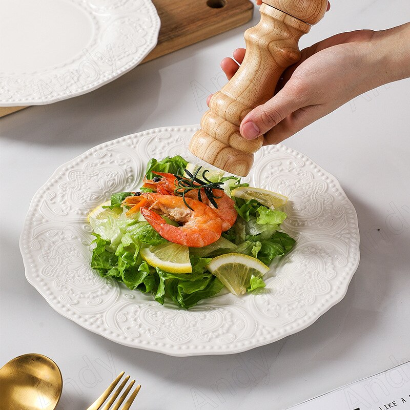 Assiettes en céramique style Baroque, vaisselle de cuisine en Relief français, vaisselle de bureau rétro