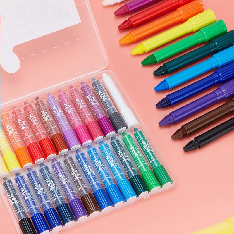 12/18/24/36 Crayons Cartoon children pastel washable rotating colorful stick water-soluble brush color pen kindergarten