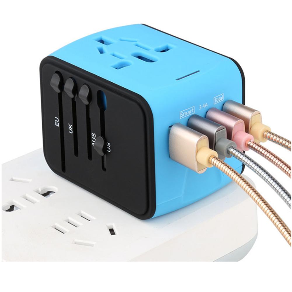 Travel Adapter International Universal Power Adapter All-in-one with 3.4A 4 USB Worldwide Wall Charger for UK/EU/AU/US plug