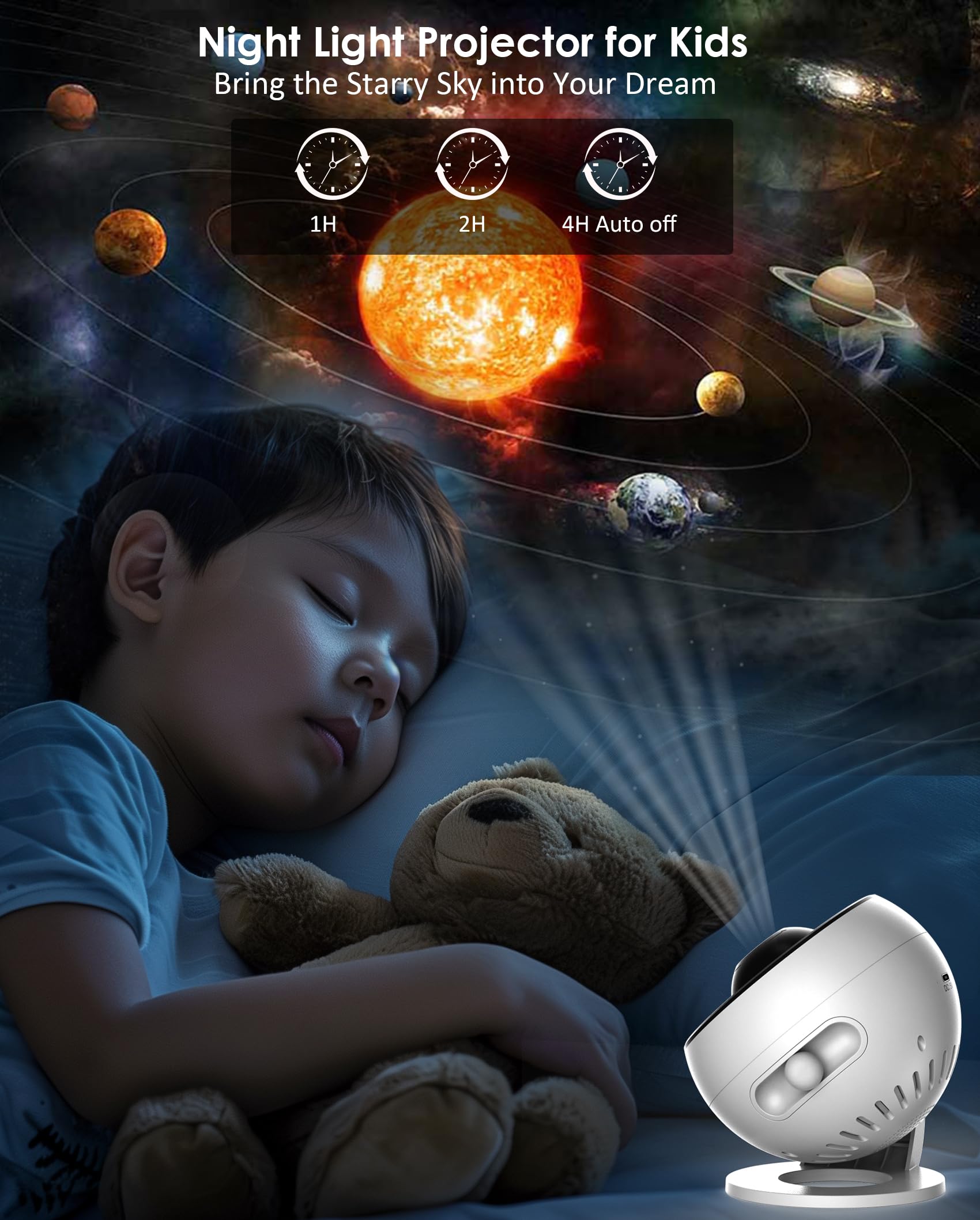 Projetor Galaxy Luz noturna Projetor de céu estrelado 360 ° Lâmpada planetária giratória para quarto infantil, presente de dia dos namorados, decoração de casamento