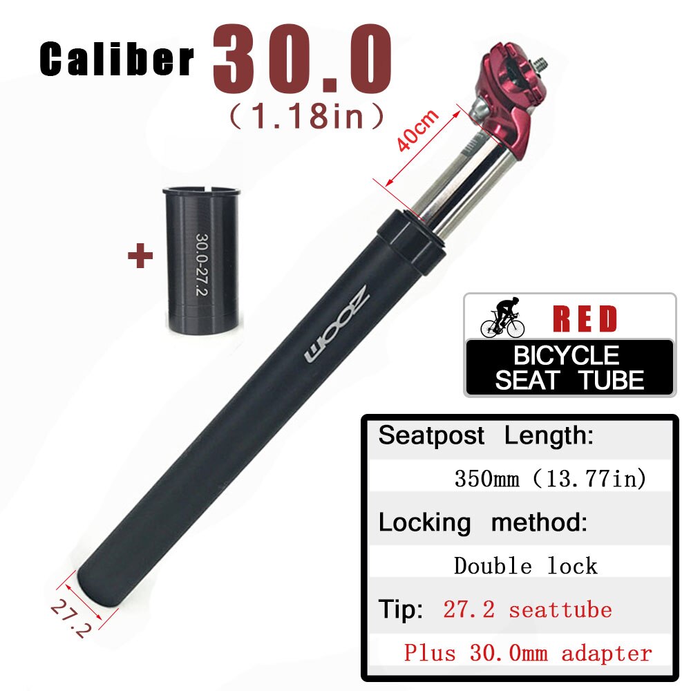ZOOM Bike Sattelstütze MTB Schock Absorbieren Alu Berg Fahrrad Rohr Suspension Sitz post 27,2 28,6 30 30,1 30,8 30,4 30,9 31,6 33,9 MM: 30.0 Red