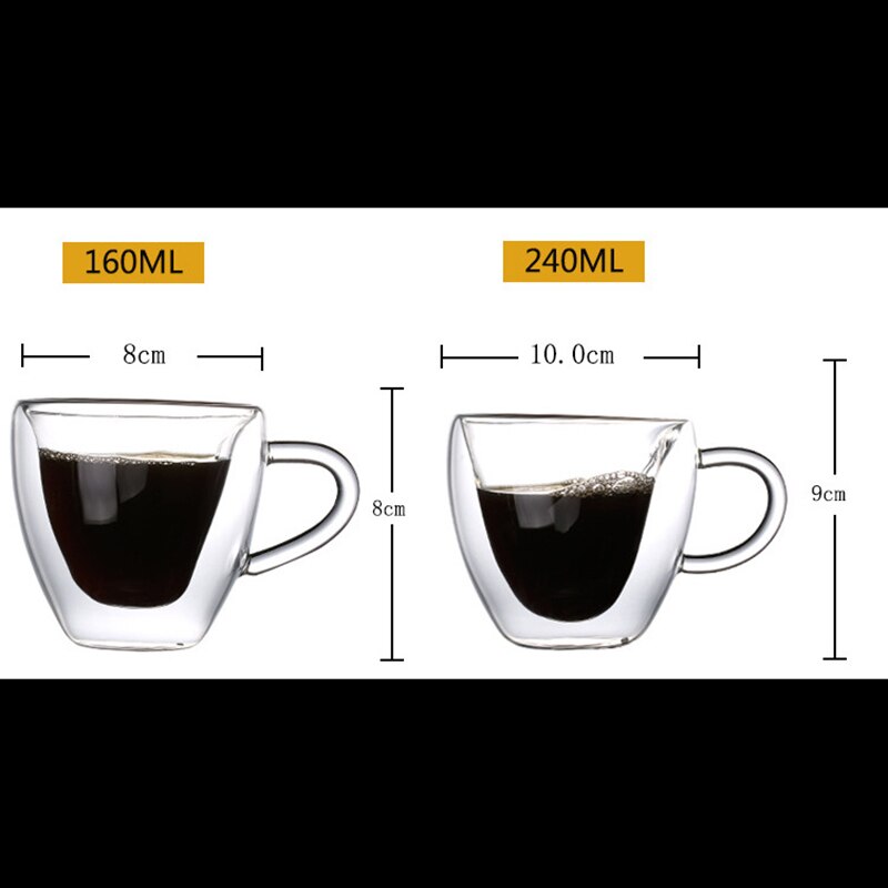 Double Layer Tea Cup Heat-resisting Heart-shaped Beer Mug Glass Whiskey Glass Juice Mug Milk Coffee Cup Drinking Glass