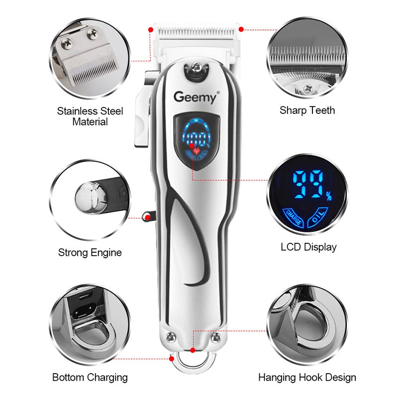 salon Senior Clipper hair cut machine Metal body salon with LCD display all metal hair clipper for men trimmer
