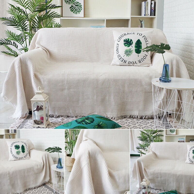 Large Size Sofa Cover Household Solid Cotton Woven Sofa Bed Throw Blanket Function Bedspread Settee Sofa Cover 130x180cm