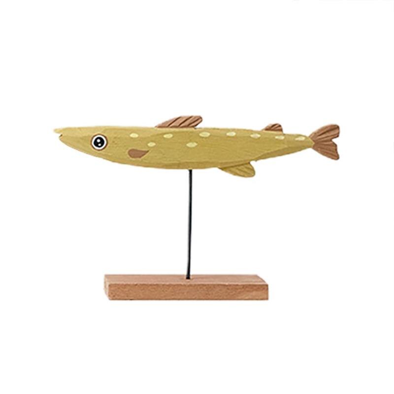 Garden Wooden Fish Ornaments Fish on Stand Decor Fish Statue Desktop Decoration for Home Office Bar: 05