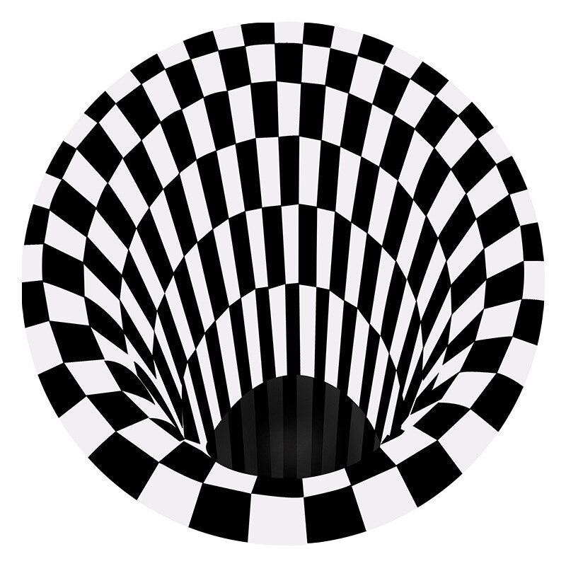 Slaapkamer Tapijten Zwart Wit Grid Printing 3D Illusion Vortex Bodemloze Gat Tapijten Voor Woonkamer Home Decoratie Tapijten: 60cm
