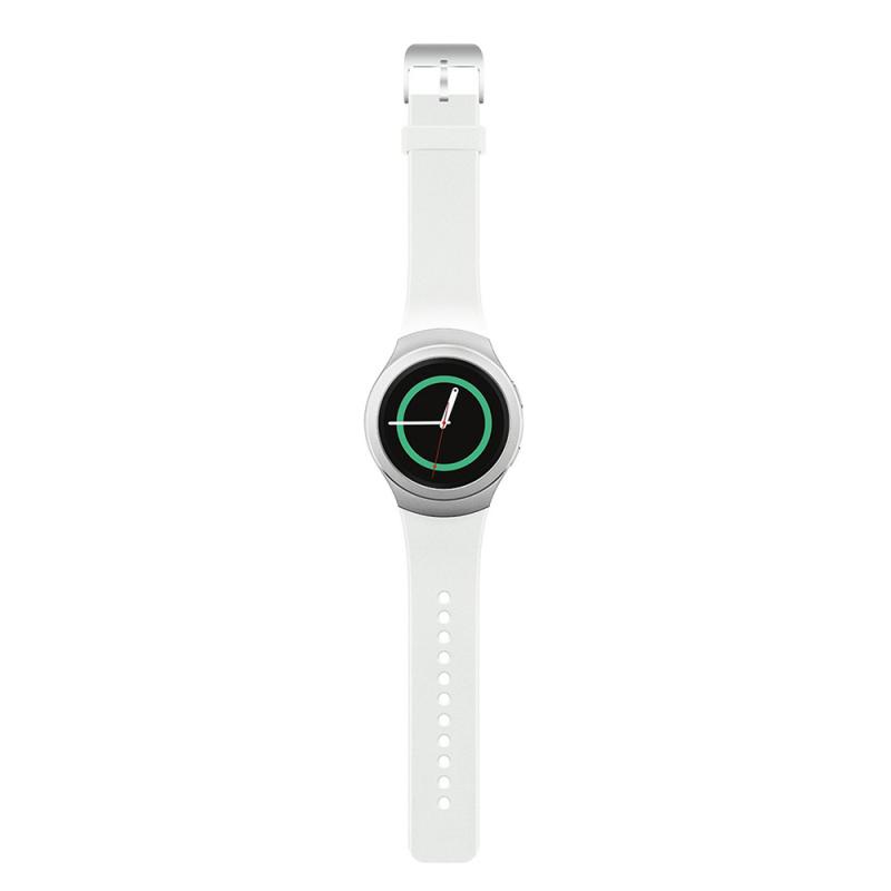 Para Samsung Gear S2 R720, reloj de pulsera de silicona, correa de repuesto para reloj, pulsera deportiva cromada, pulsera colorida de: white