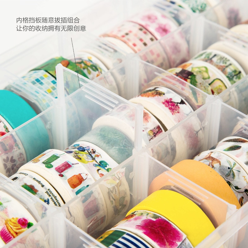 Kawaii søde washi tape arrangør bullet journal vintage washi tape opbevaring justerbar washi tape box skole papirvarer