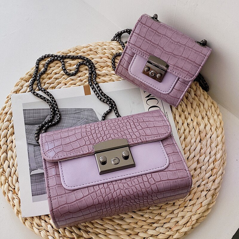 Krokodillenpatroon vierkante crossbody tas zomer pu leren dames handtas ketting schoudertas messenger bag