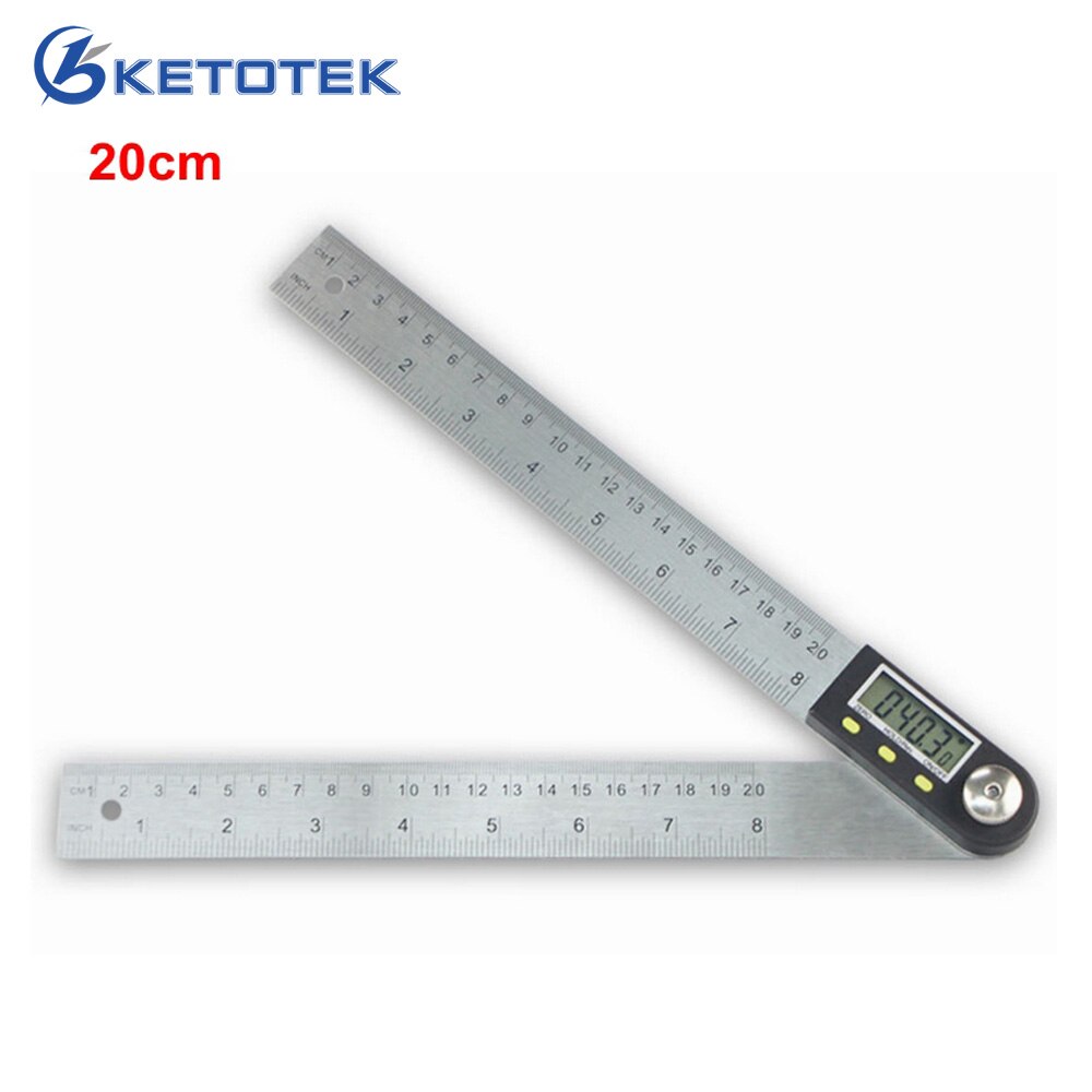 200mm Electronic Angle Meter Gauge Stainless Steel Digital Protractor Inclinometer 20cm Goniometer Level Measuring Tool