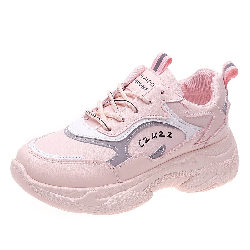 Chunky Sneakers PU Leathable Vrouwen Dikke Zool Vrouwelijke Schoenen Vrouw sport lace-up ronde neus comfortabele schoenen z14-71