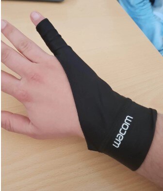 Vrouwelijke Grijs Zwart Rood 1 vinger anti-fouling handschoenen wacom tekening schrijven schilderen digitale tablet handschoen: Black 1 finger