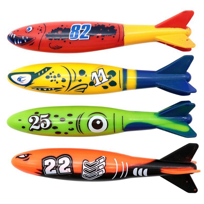4Stck Tauchen Torpedo Spielzeug Unterwasser Schwimmen Schwimmbad Spielen Spielzeug draussen-Sport-Ausbildung Werkzeug Für Baby freundlicher Schwimmen Spielzeug