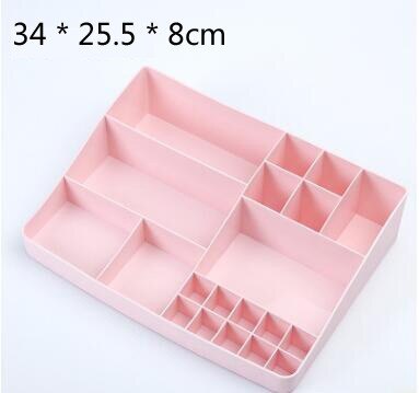 1 stk simpel stil makeup organizer opbevaringsboks plast kosmetik diverse opbevaringsholder til hus opbevaring kontor bord: Lyserød - stor